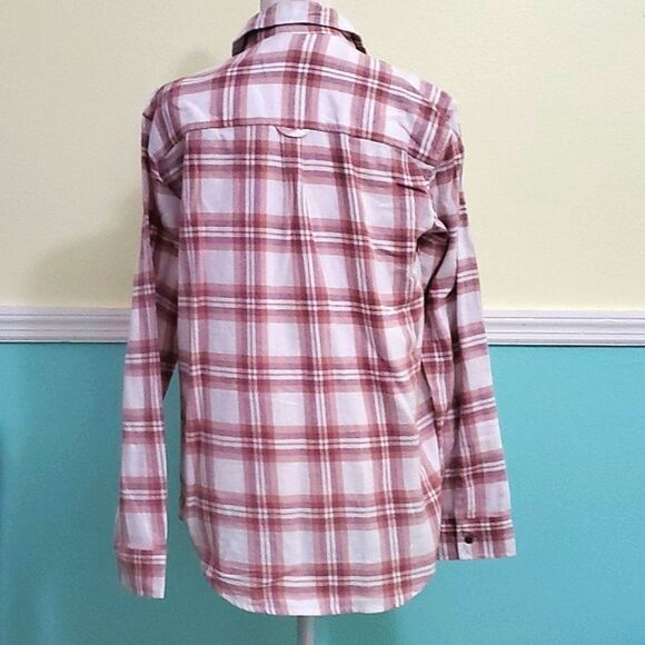 PacSun Cream & Mauve Plaid Western Festival Button Down Cotton Flannel Shirt - Picture 6 of 12